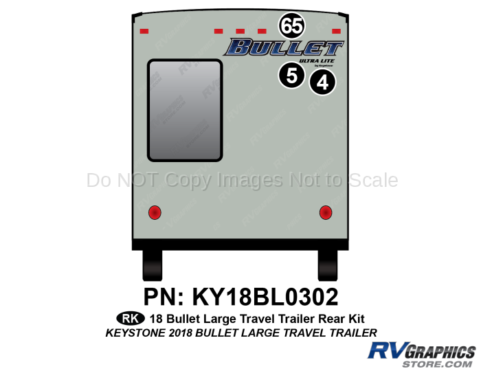 3 Piece 2018 Bullet  Large Travel Trailer Rear Graphics Kit