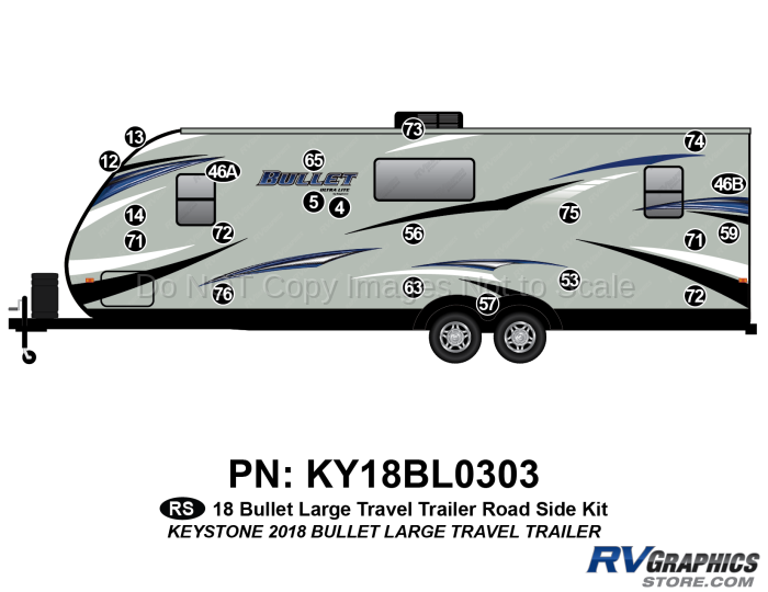 21 Piece 2018 Bullet  Large Travel Trailer Roadside Graphics Kit