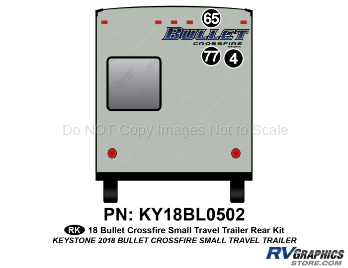 3 Piece 2018 Bullet Crossfire Small  Travel Trailer Rear Graphics Kit