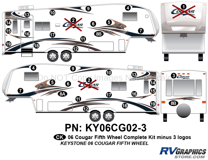 34 Piece 2006 Cougar FW Complete Graphics Kit minus 3