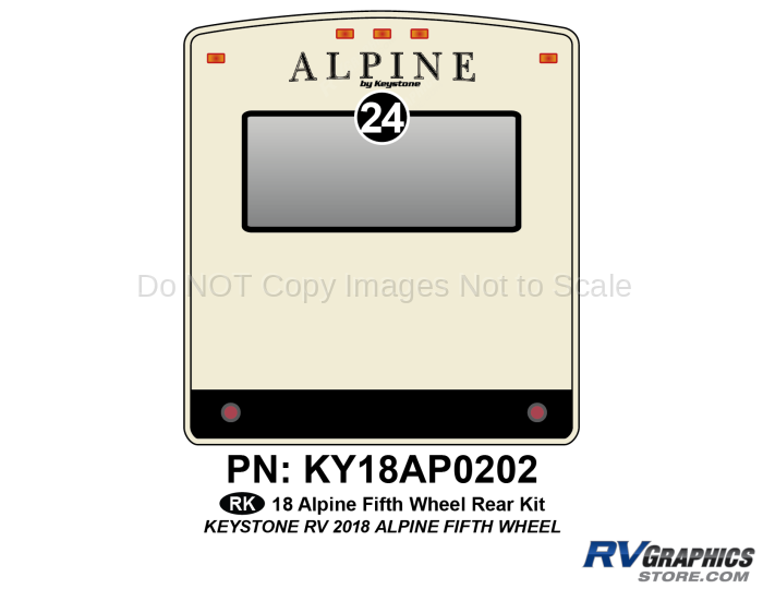 1 Piece 2018 Alpine Fifth Wheel Rear Graphics Kit