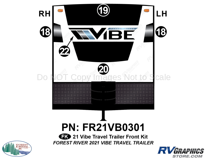 5 Piece 2021 Vibe Travel Trailer Front Graphics Kit