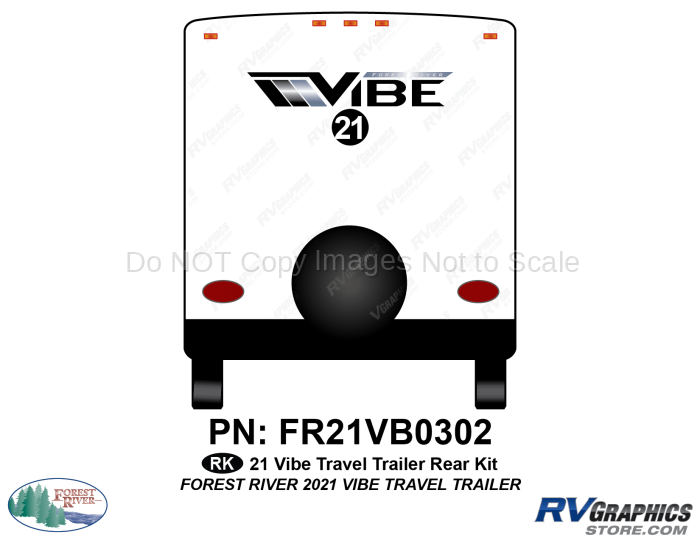 1 Piece 2021 Vibe Travel Trailer Rear Graphics Kit