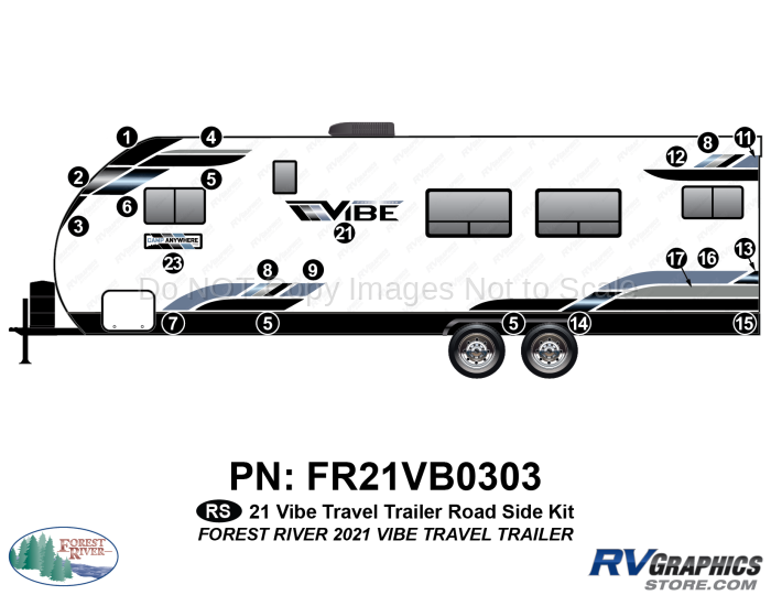 21 Piece 2021 Vibe Travel Trailer Roadside Graphics Kit