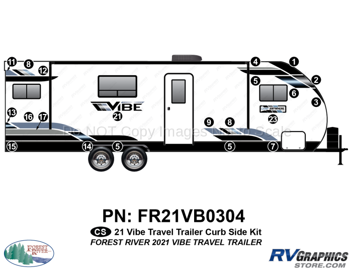 21 Piece 2021 Vibe Travel Trailer Curbside Graphics Kit