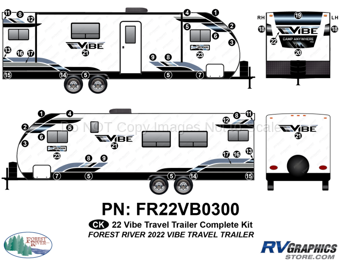 48 Piece 2022 Vibe Travel Trailer Complete Graphics Kit