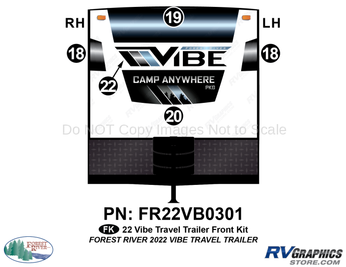 5 Piece 2022 Vibe Travel Trailer Front Graphics Kit