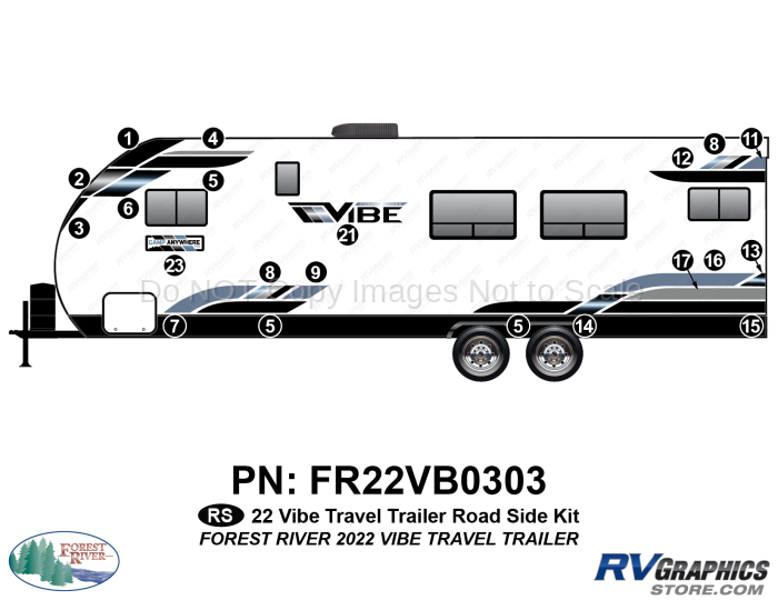 21 Piece 2022 Vibe Travel Trailer Roadside Graphics Kit