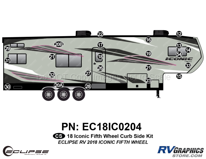 23 Piece 2018 Iconic Fifth Wheel Complete Graphics Kit