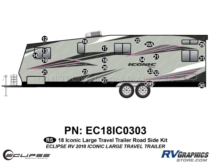 21 Piece 2018 Iconic Travel Trailer Roadside Graphics Kit