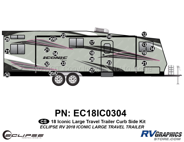 21 Piece 2018 Iconic Travel Trailer Complete Graphics Kit