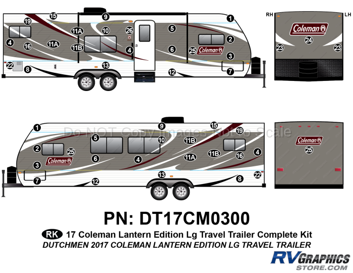 47 Piece 2017 Large Coleman Lantern EditionTravel Trailer Complete Graphics Kit