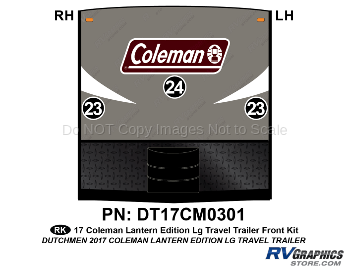 3 Piece 2017 Large Coleman Lantern EditionTravel Trailer Front Graphics Kit