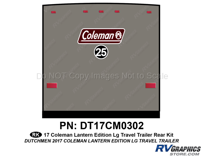 1 Piece 2017 Large Coleman Lantern EditionTravel Trailer Rear Graphics Kit