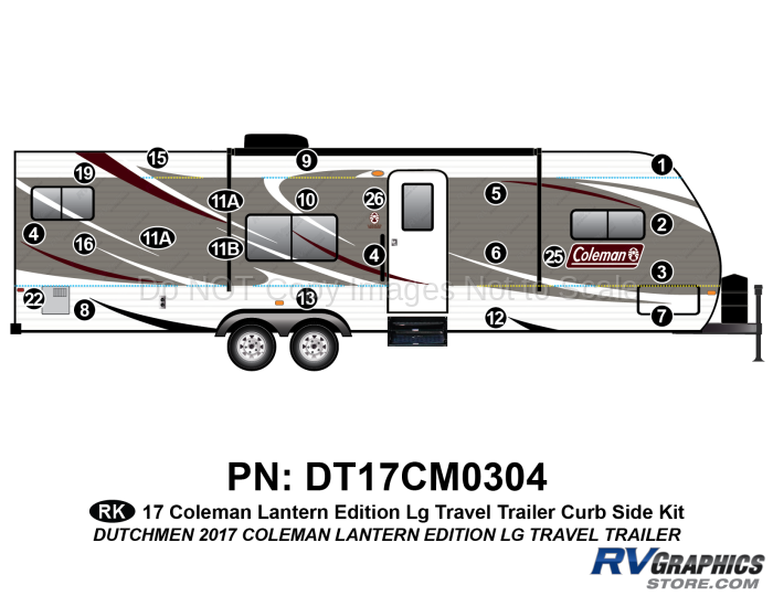 22 Piece 2017 Large Coleman Lantern EditionTravel Trailer Curbside Graphics Kit