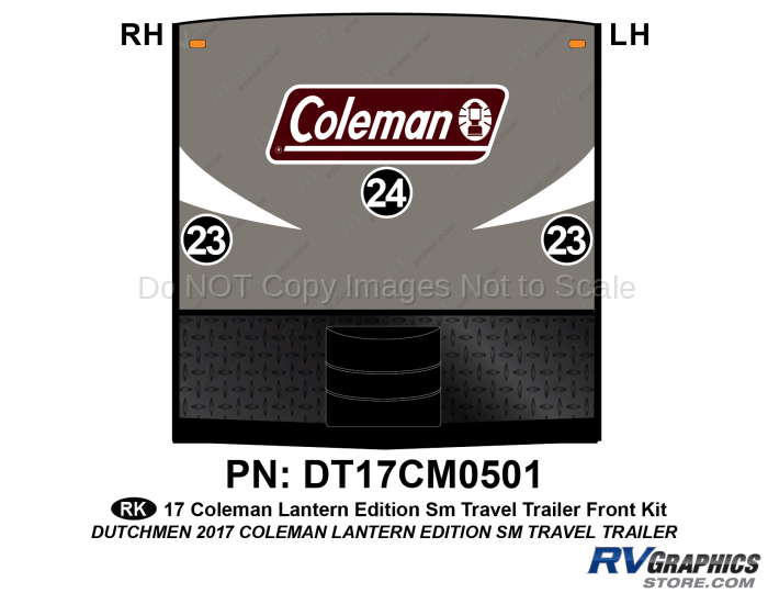 3 Piece 2017 Small Coleman Lantern EditionTravel Trailer Front Graphics Kit