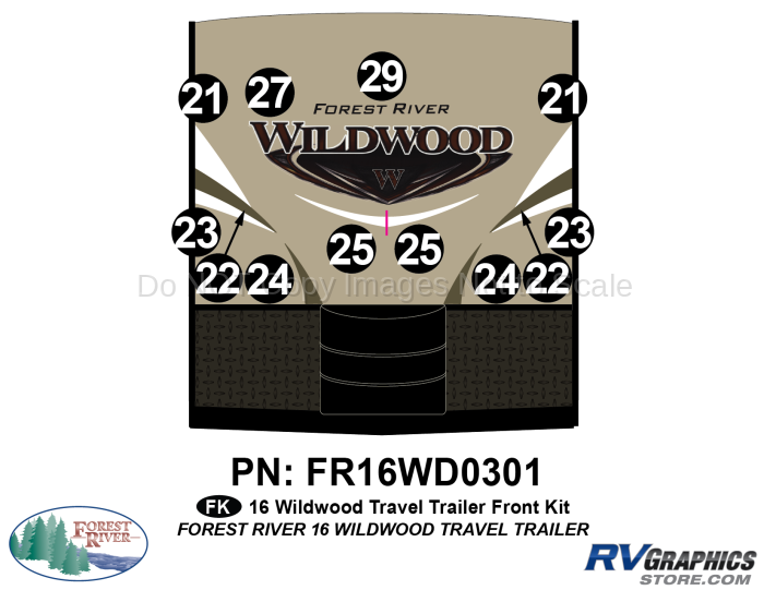 12 Piece 2016 Wildwood Travel Trailer Front Graphics Kit