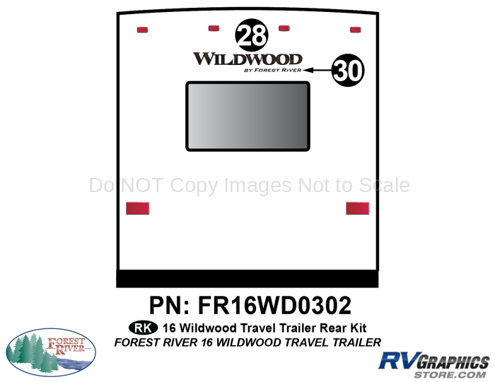 2 Piece 2016 Wildwood Travel Trailer Rear Graphics Kit