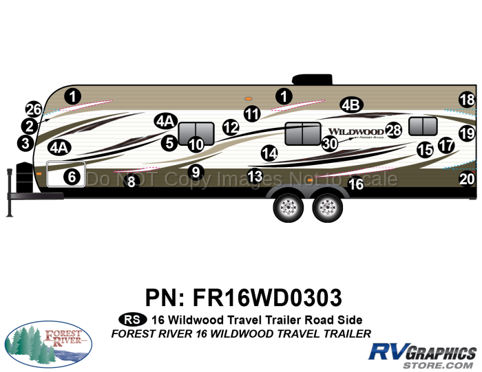 25 Piece 2016 Wildwood Travel Trailer Roadside Graphics Kit