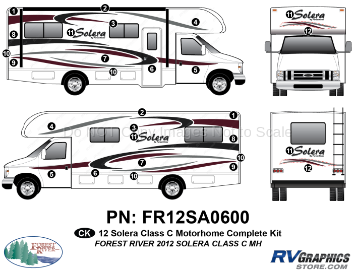 28 Piece 2012 Solera Motorhome Complete Graphics Kit