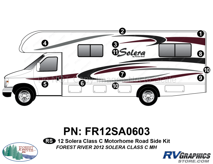 12 Piece 2012 Solera Motorhome Roadside Graphics Kit