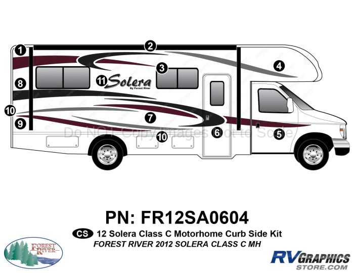 12 Piece 2012 Solera Motorhome Curbside Graphics Kit