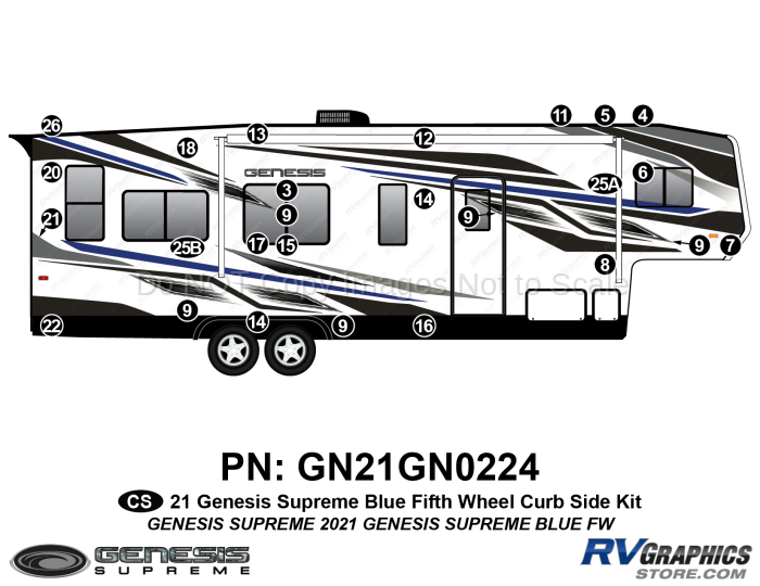 26 Piece 2021 Genesis Supreme Curbside Graphics Kit Blue Version