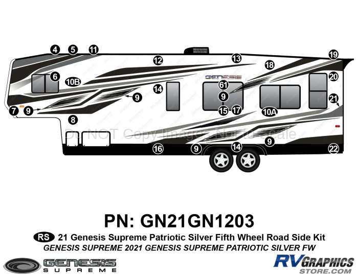 26 Piece 2021 Genesis Supreme Roadside Graphics Kit Silver PATRIOTIC Version