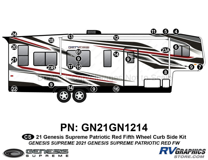 26 Piece 2021 Genesis Supreme Curbside Graphics Kit Red PATRIOTIC Version