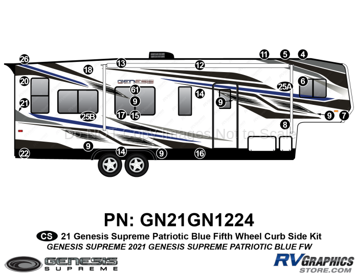 26 Piece 2021 Genesis Supreme Curbside Graphics Kit Blue PATRIOTIC Version