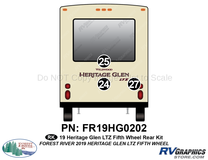 3 Piece 2019 Heritage Glen LTZ Fifth Wheel Rear Graphics Kit