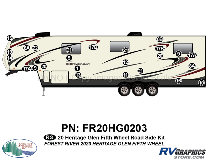 25 Piece 2020 Heritage Glen Fifth Wheel Roadside Graphics Kit