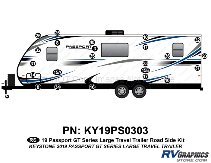 22 Piece 2019 Passport GT Large Travel Trailer Roadside Graphics Kit