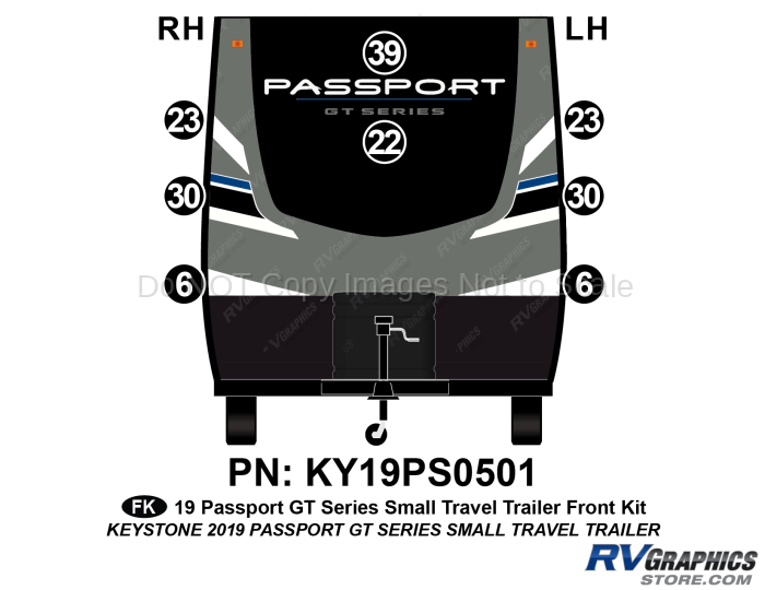 8 Piece 2019 Passport GT Small Travel Trailer Front Graphics Kit