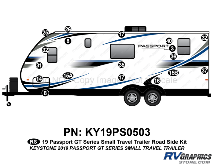 17 Piece 2019 Passport GT Small Travel Trailer Roadside Graphics Kit