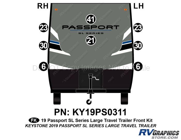 8 Piece 2019 Passport SL Large Travel Trailer Front Graphics Kit