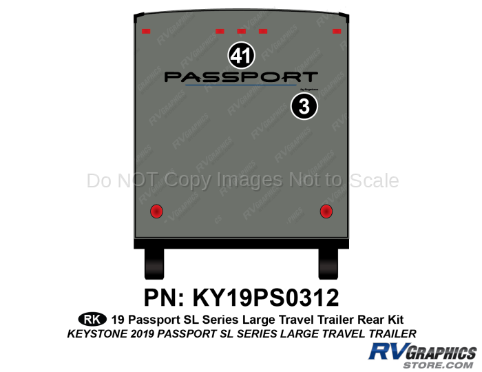 2 Piece 2019 Passport SL Large Travel Trailer Rear Graphics Kit