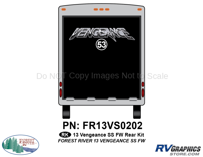 1 Piece 2013 Vengeance SS Fifth Wheel Rear Graphics Kit