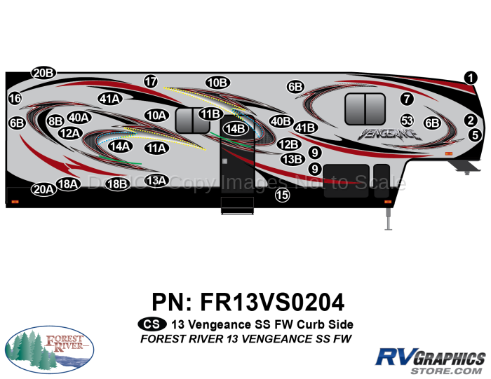 32 Piece 2013 Vengeance SS Fifth Wheel Curbside Graphics Kit