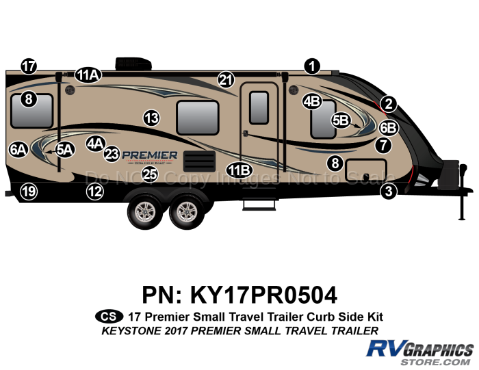 21 Piece 2017 Premier Small Travel Trailer Curbside Graphics Kit