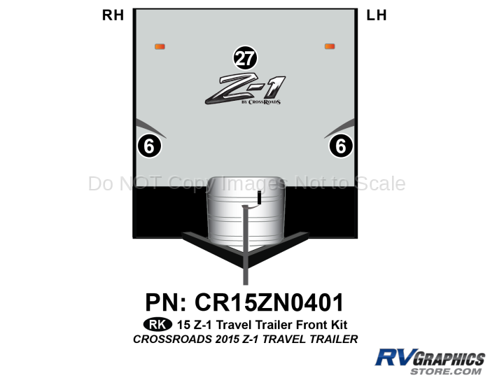 3 Piece 2015 Z-1 Small Travel Trailer Front Graphics Kit