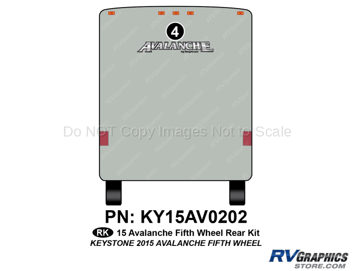 1 Piece 2015 Avalanche Fifth Wheel Rear Graphics Kit