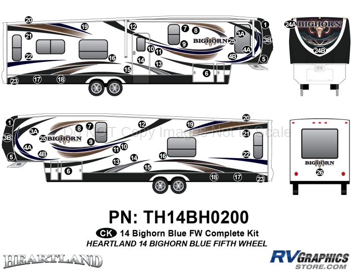 53 Piece 2014 Bighorn FW Blue Version Complete Graphics Kit