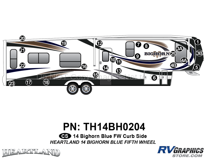 25 Piece 2014 Bighorn FW Blue Version Curbside Graphics Kit