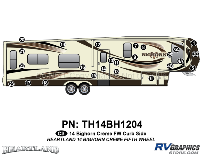 25 Piece 2014 Bighorn FW Brown Version Curbside Graphics Kit