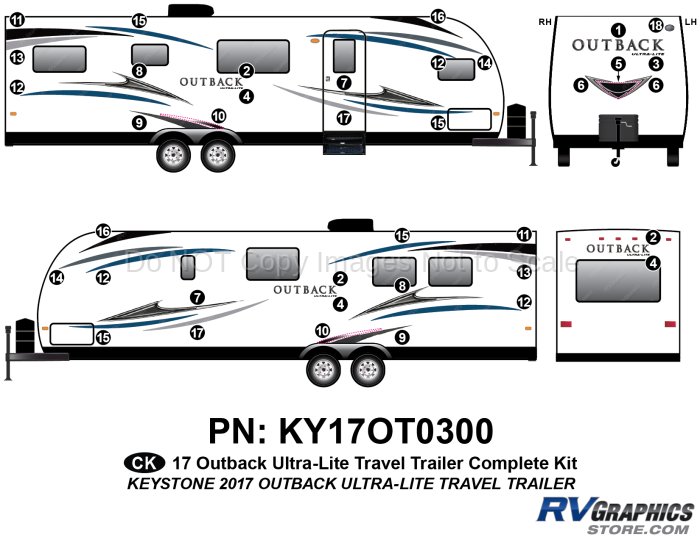 38 Piece 2017 Outback UltraLite Travel Trailer Complete Graphics Kit