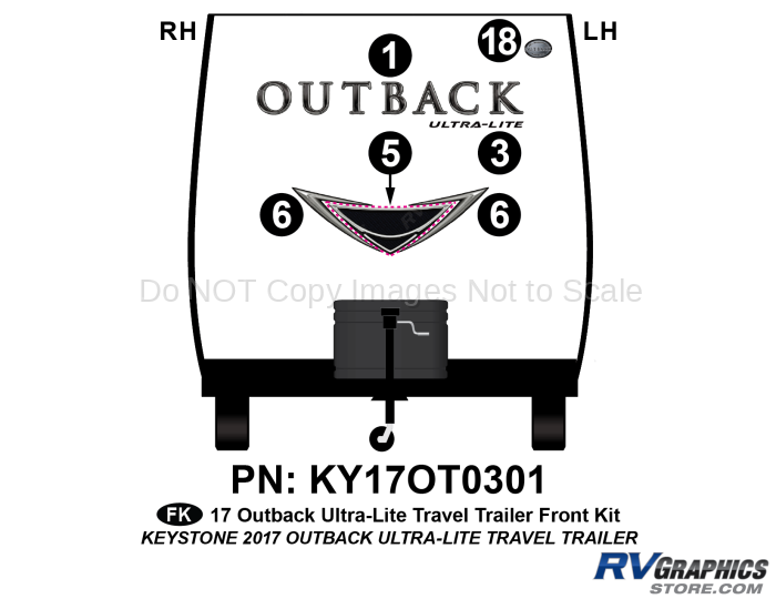 6 Piece 2017 Outback UltraLite Travel Trailer Front Graphics Kit