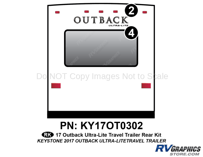 2 Piece 2017 Outback UltraLite Travel Trailer Rear Graphics Kit