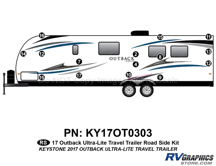 15 Piece 2017 Outback UltraLite Travel Trailer Roadside Graphics Kit