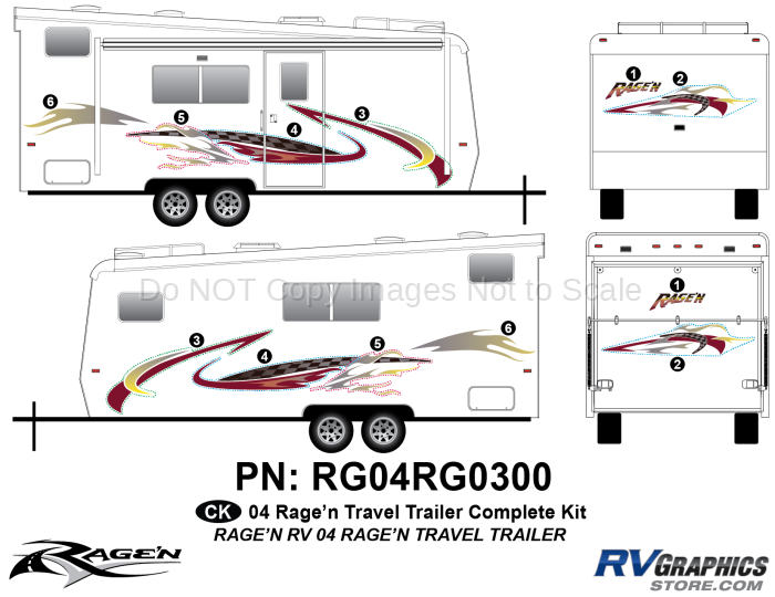 12 Piece 2004 Ragen RV Complete Graphics Kit